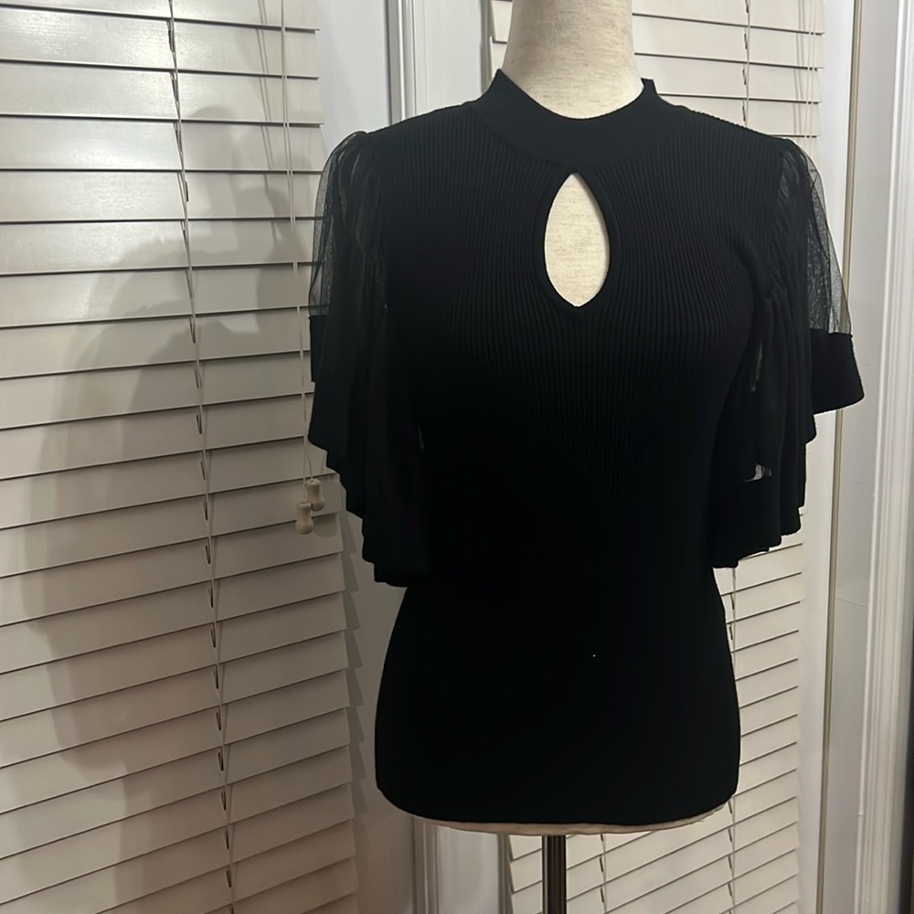 New York & Company Chiffon Sleeve Top